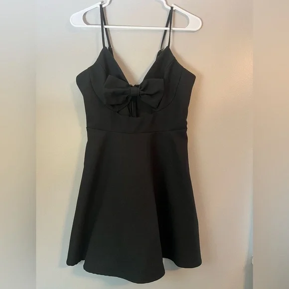 Lulus Better Bow-lieve It Black Skater Dress Size L - Picture 4 of 15